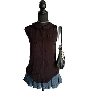 black button down collared blouse